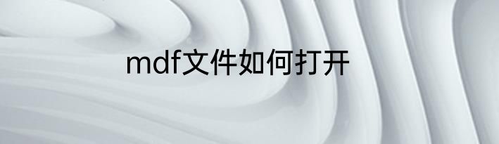 mdf文件如何打开