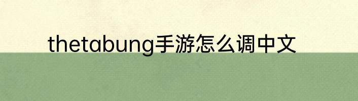 thetabung手游怎么调中文