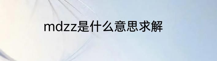 mdzz是什么意思求解