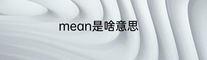 mean是啥意思