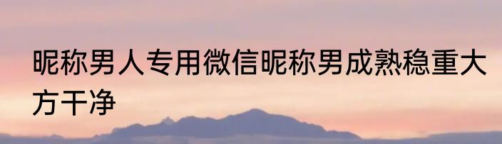 昵称男人专用微信昵称男成熟稳重大方干净