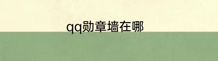 qq勋章墙在哪
