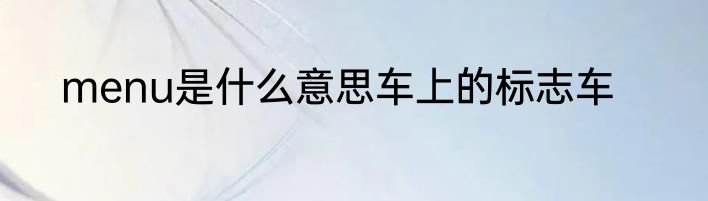 menu是什么意思车上的标志车