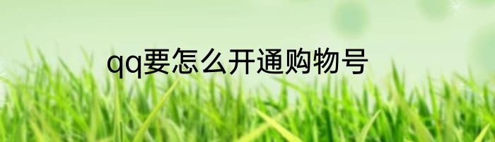 qq要怎么开通购物号