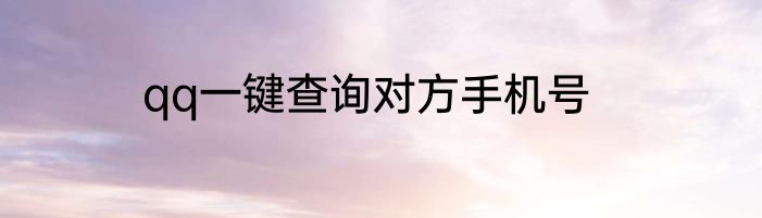 qq一键查询对方手机号