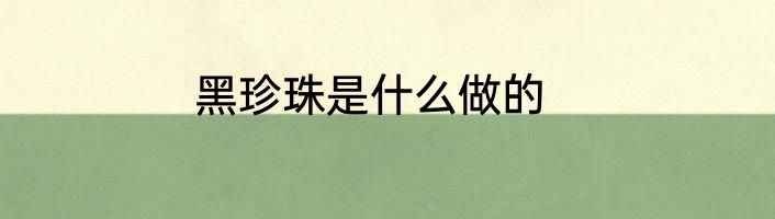 黑珍珠是什么做的