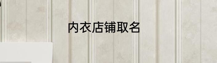 内衣店铺取名