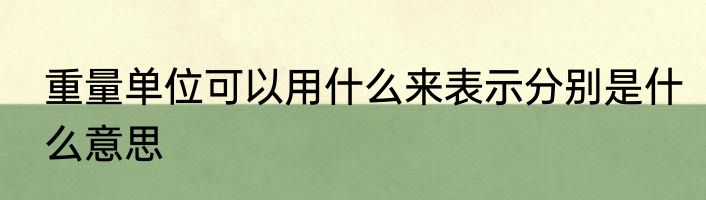 重量单位可以用什么来表示分别是什么意思