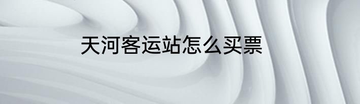 天河客运站怎么买票