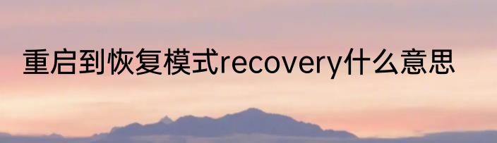重启到恢复模式recovery什么意思