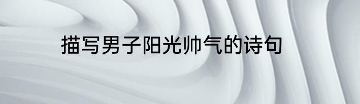 描写男子阳光帅气的诗句