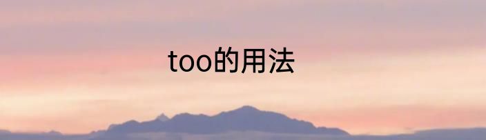 too的用法