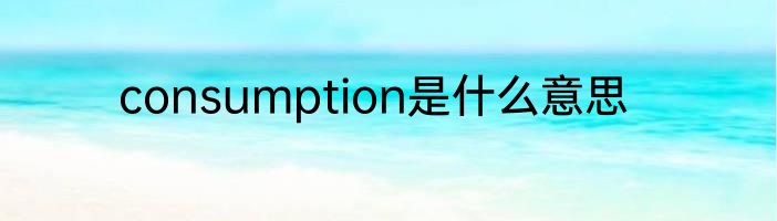 consumption是什么意思