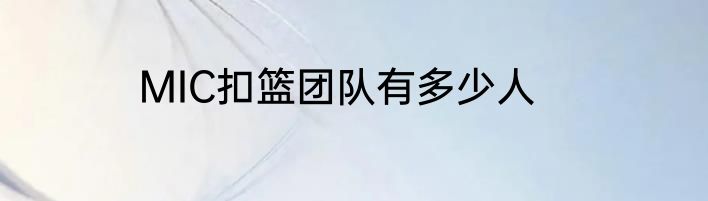 MIC扣篮团队有多少人