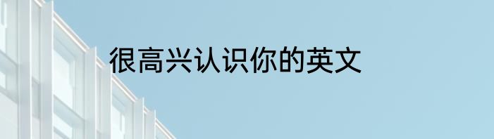 很高兴认识你的英文