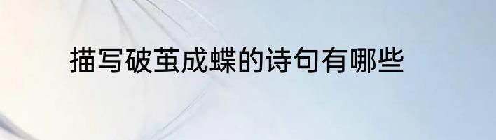 描写破茧成蝶的诗句有哪些