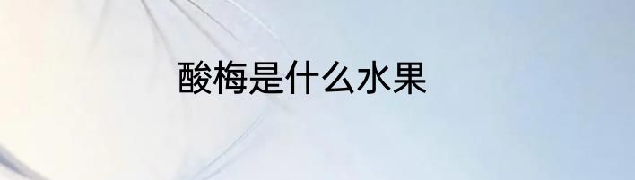 酸梅是什么水果