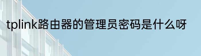 tplink路由器的管理员密码是什么呀