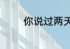你说过两天来看我是什么歌