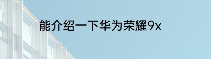 能介绍一下华为荣耀9x