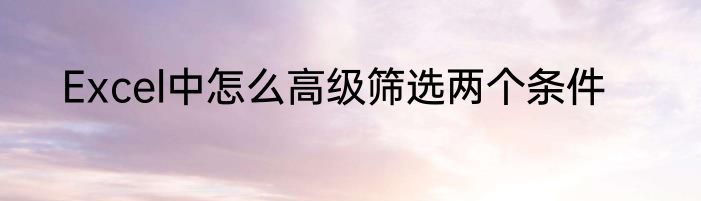 Excel中怎么高级筛选两个条件