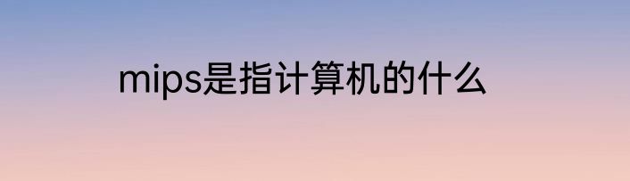 mips是指计算机的什么