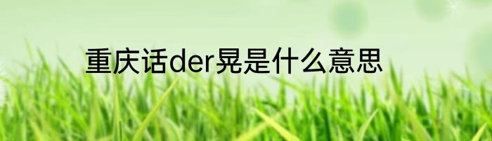 重庆话der晃是什么意思