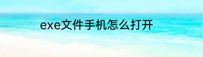exe文件手机怎么打开