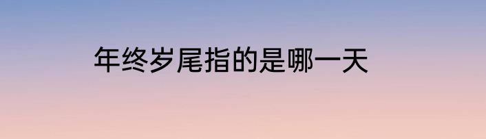 年终岁尾指的是哪一天