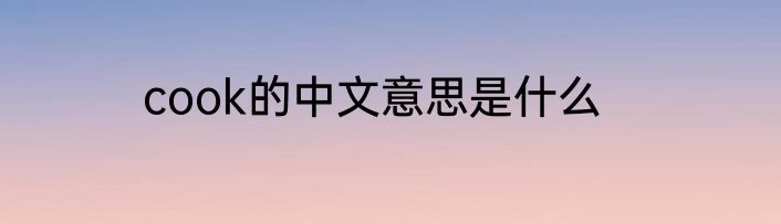 cook的中文意思是什么