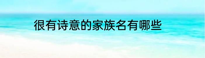 很有诗意的家族名有哪些
