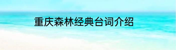 重庆森林经典台词介绍
