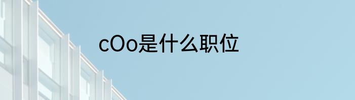 cOo是什么职位