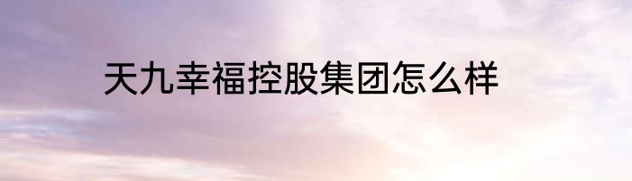 天九幸福控股集团怎么样