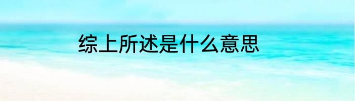 综上所述是什么意思