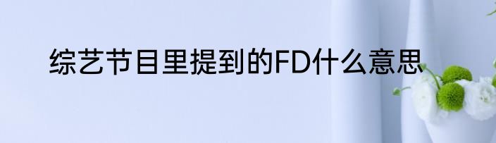综艺节目里提到的FD什么意思