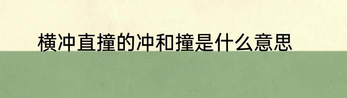 横冲直撞的冲和撞是什么意思