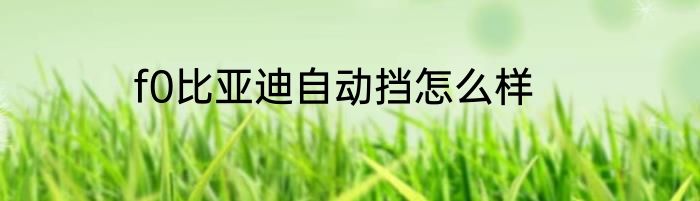 f0比亚迪自动挡怎么样