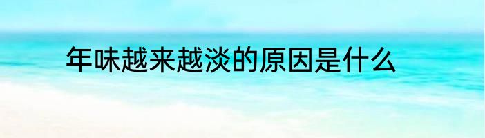 年味越来越淡的原因是什么
