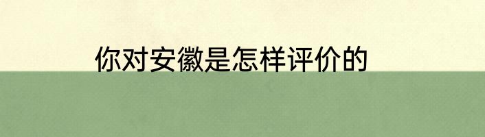 你对安徽是怎样评价的