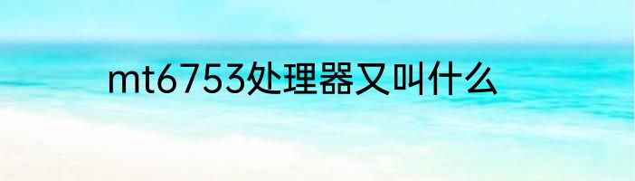 mt6753处理器又叫什么