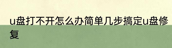 u盘打不开怎么办简单几步搞定u盘修复