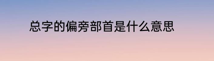 总字的偏旁部首是什么意思