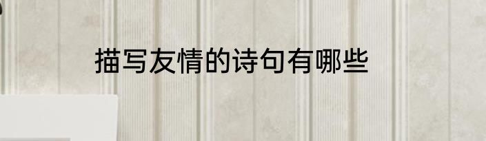 描写友情的诗句有哪些