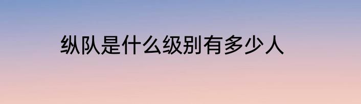 纵队是什么级别有多少人