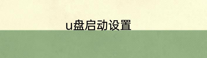 u盘启动设置