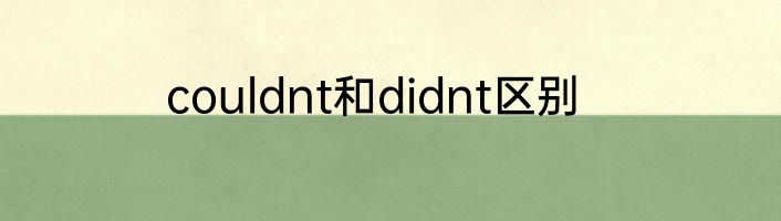 couldnt和didnt区别