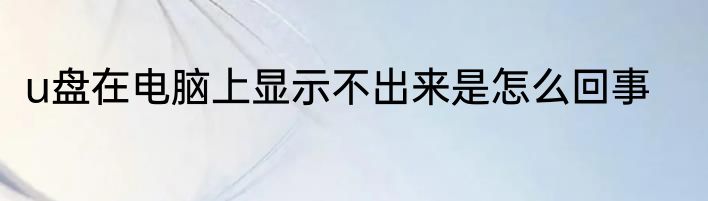 u盘在电脑上显示不出来是怎么回事