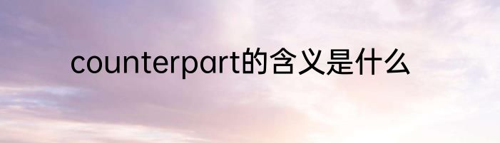 counterpart的含义是什么