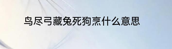 鸟尽弓藏兔死狗烹什么意思